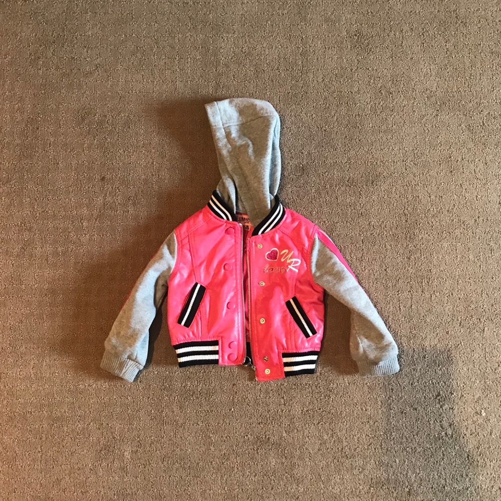 Girls letterman styled jacket in pink